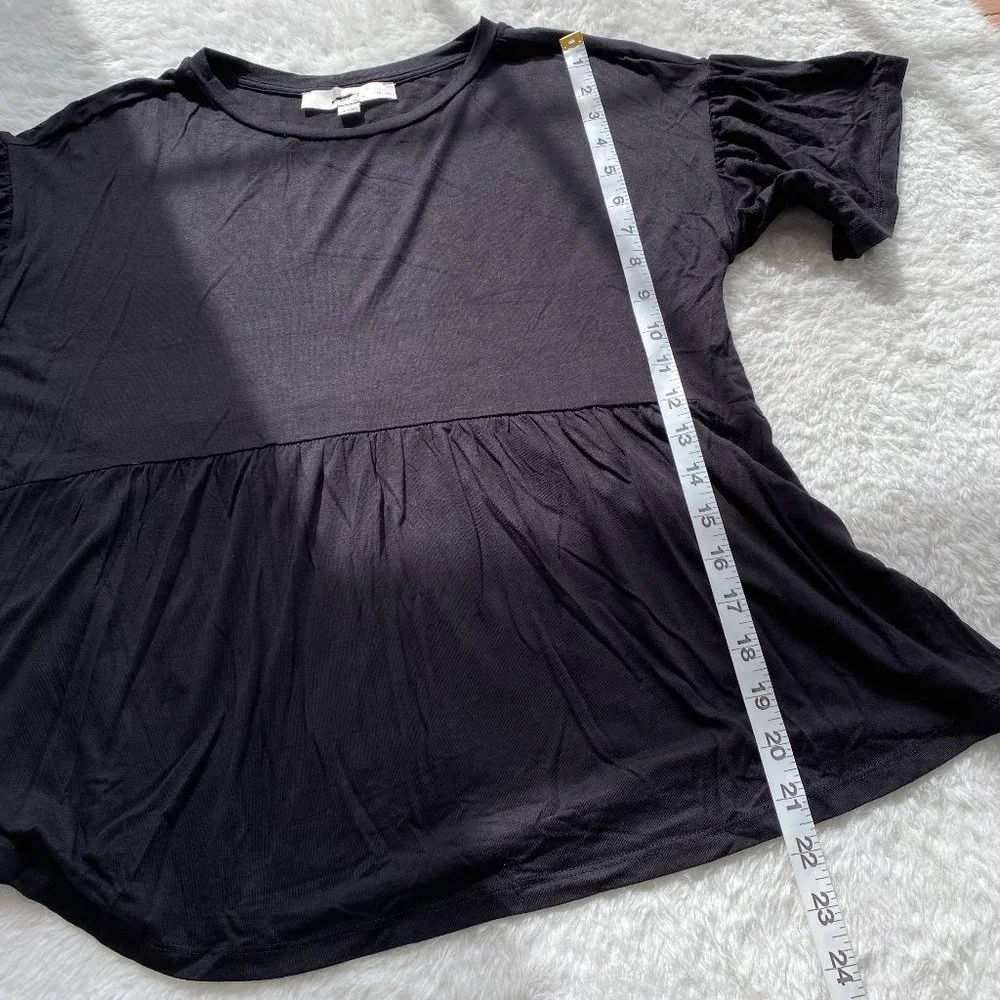 Loft NWOT Women's Short Sleeve T-Shirt, Ruffle Hem, Black, Petites Small - Picture 6 of 6